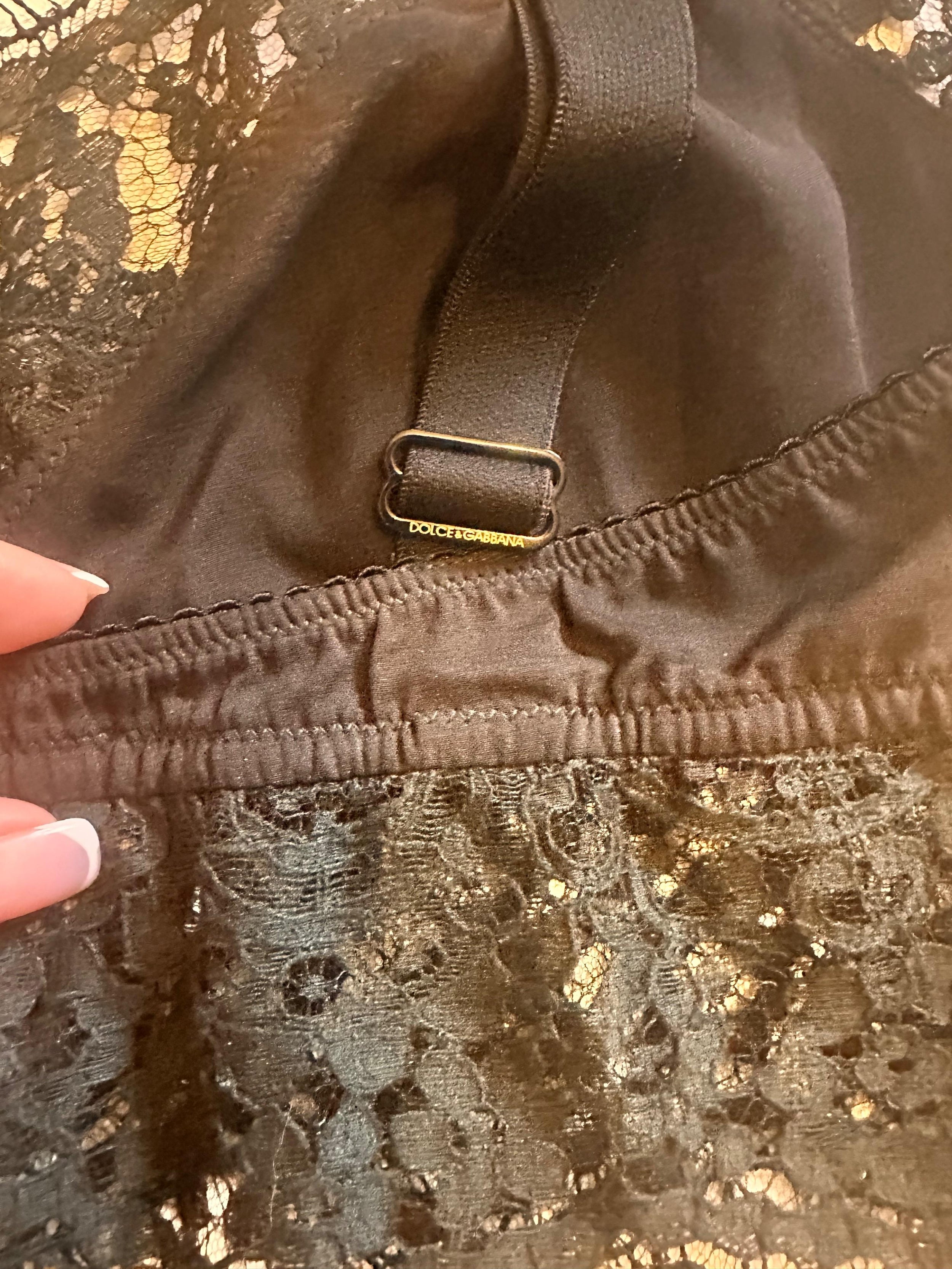 Dolce & Gabbana Sicily Black LACE Satin Top