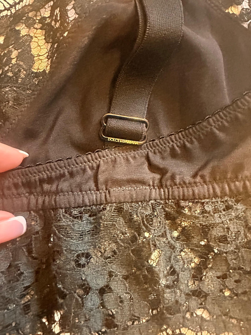 Dolce & Gabbana Sicily Black LACE Satin Top