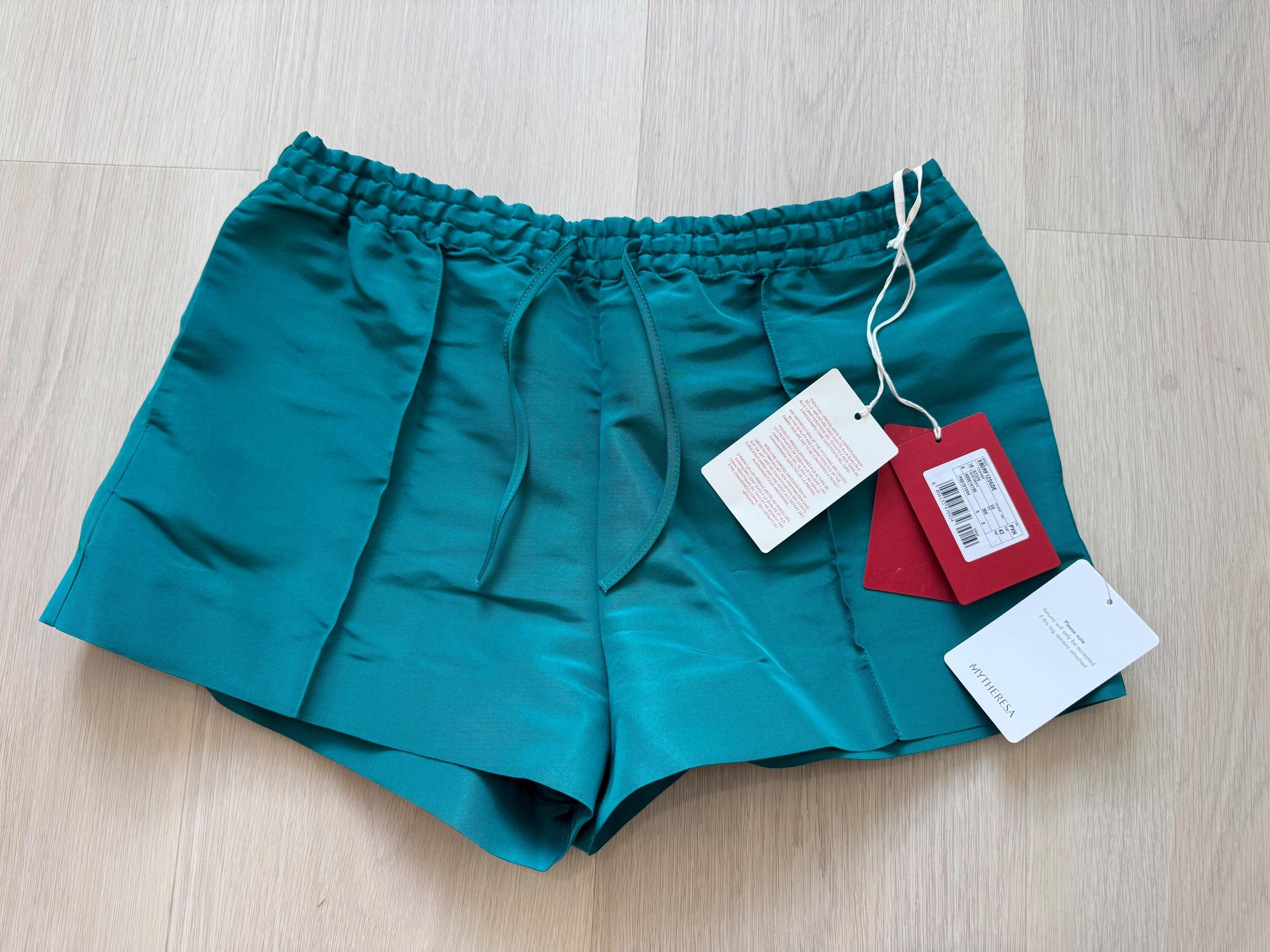 Valentino Teal Silk Shorts