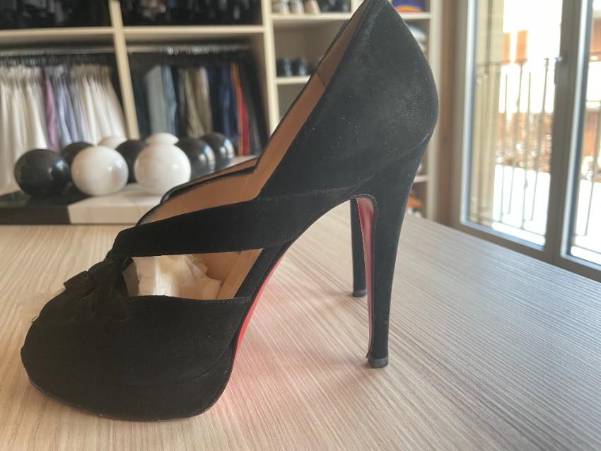 Christian Louboutin Black Suede Criss-Cross Sandals