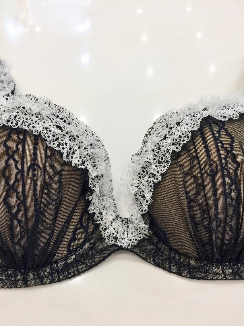 Chantal Thomass Tulle & Lace Frill Half Cup Bra & Brief Set