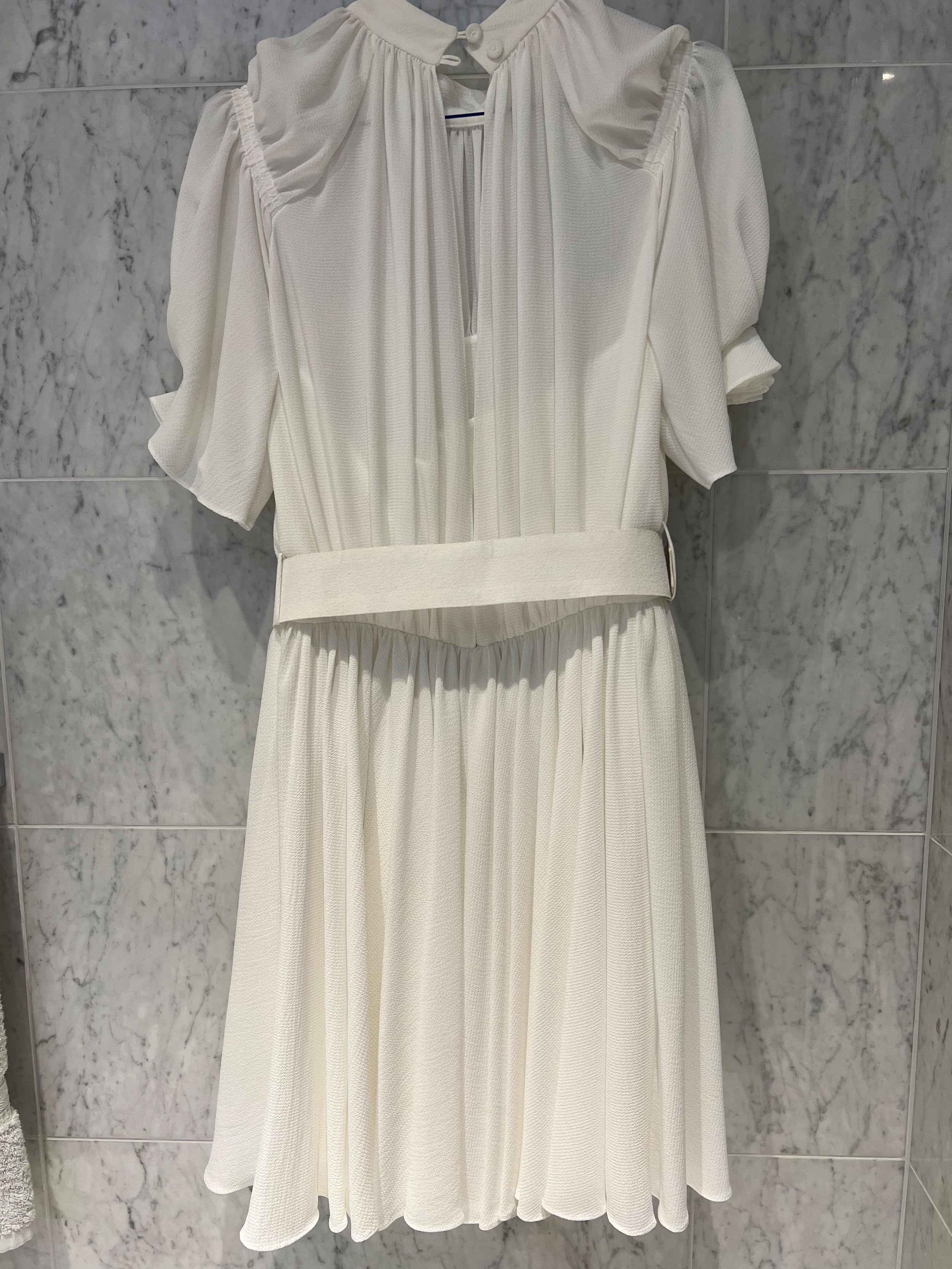 White hammered crepe dress
