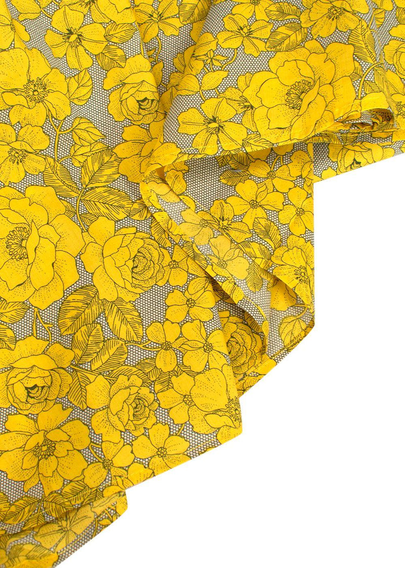 Elegant Embroidery Yellow Floral Belted Kaftan