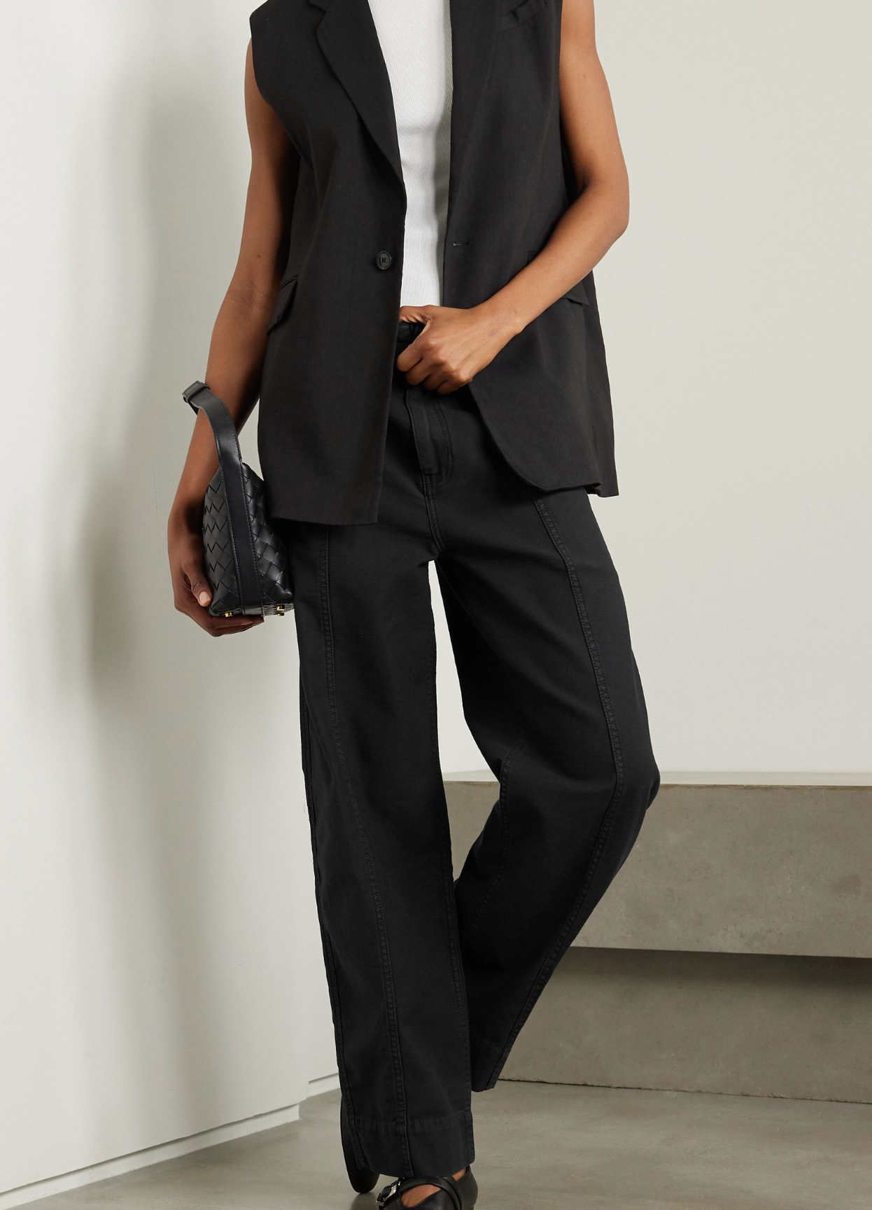 Frame Utility Barrel Cotton-Canvas Wide-Leg Pants