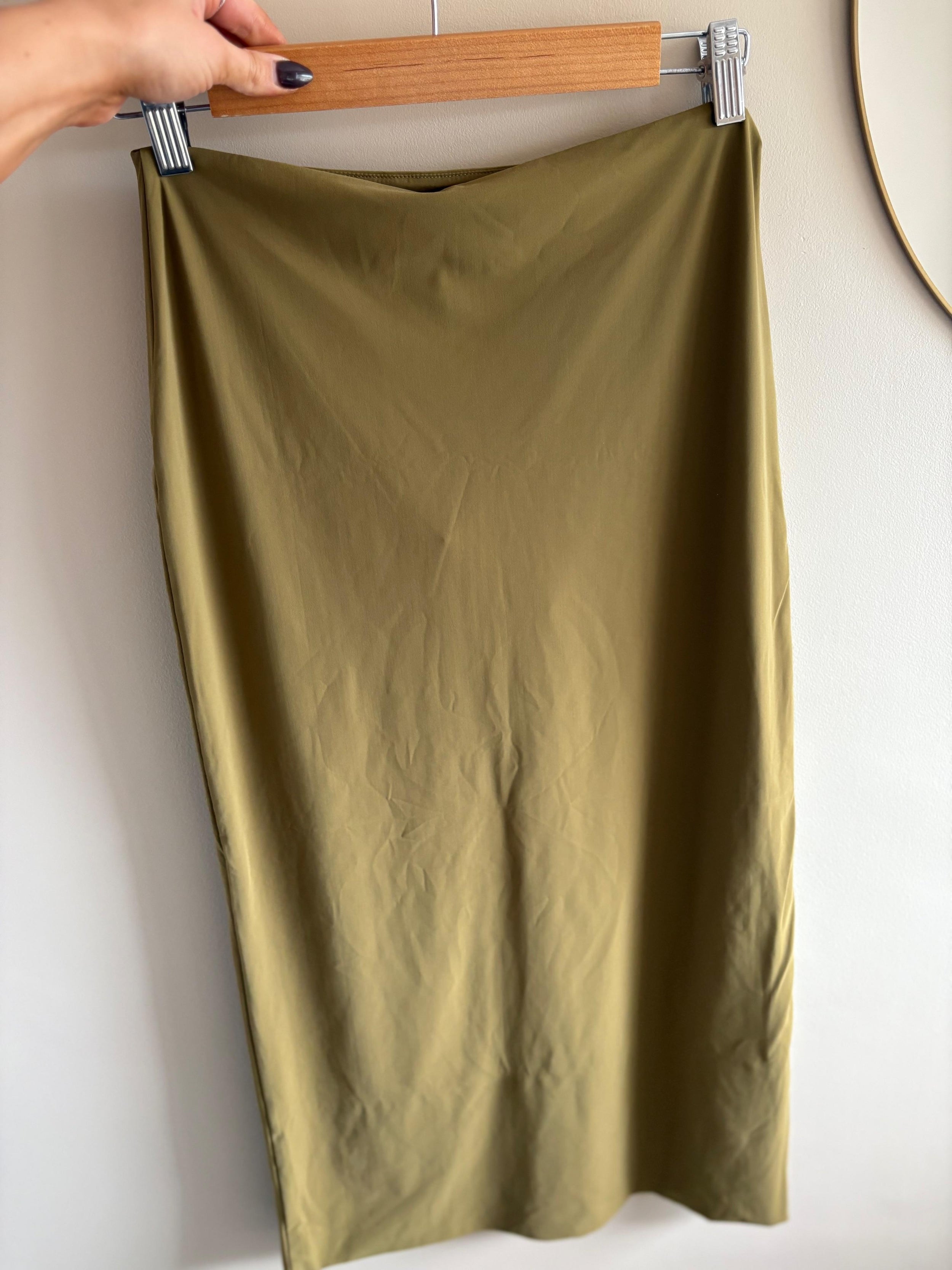 Miu Miu Olive Green Jersey Midi Skirt