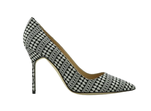 Black and Silver BB Geometric Pumps