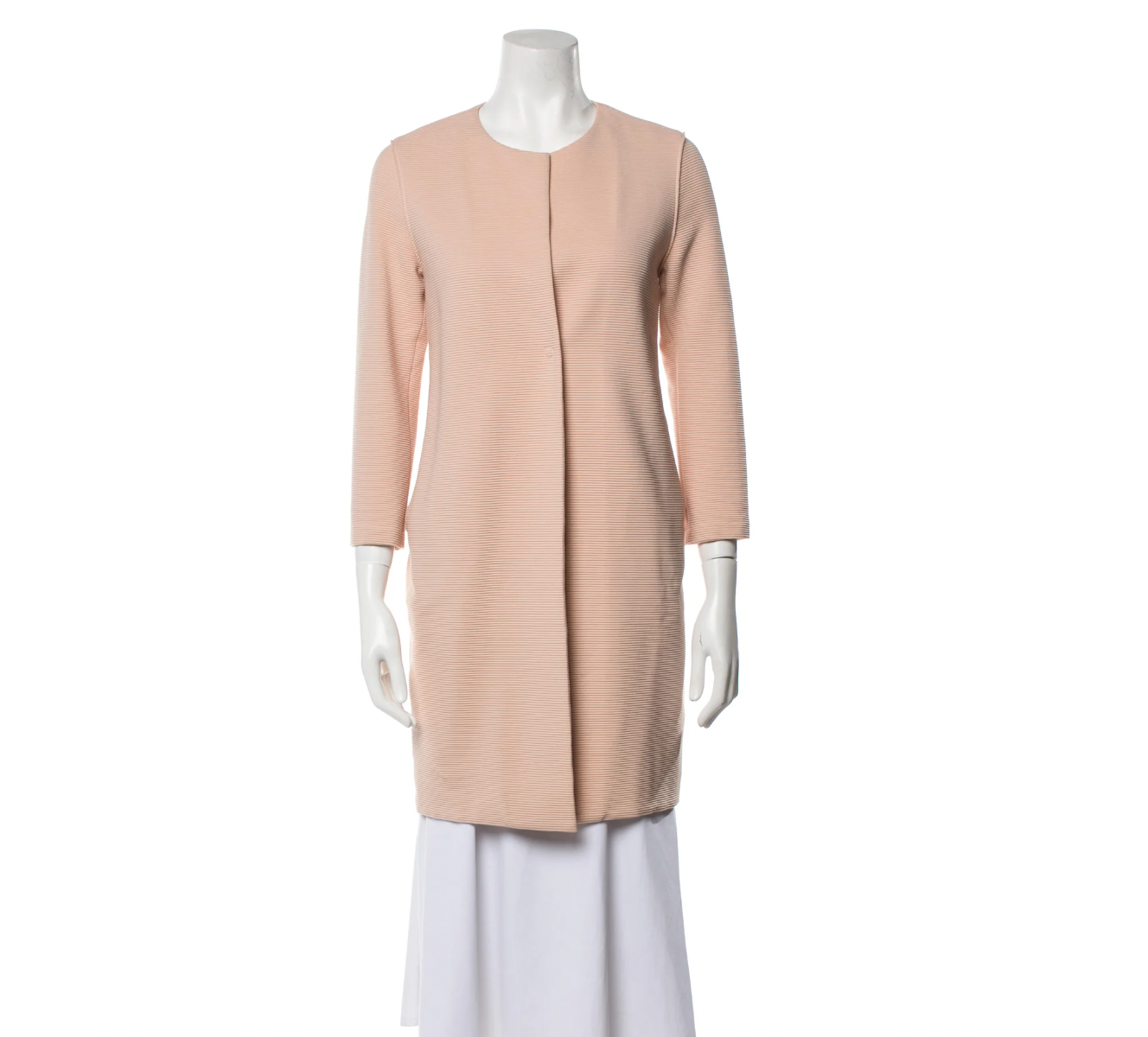 Pink Cotton Collarless Coat