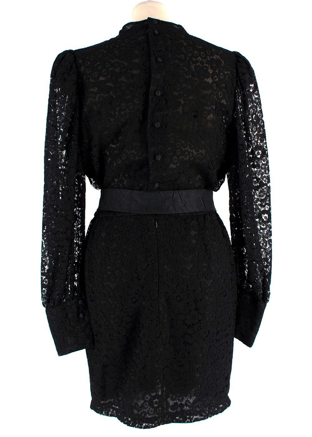 Alessandra Rich Black Lace Bow Mini Dress