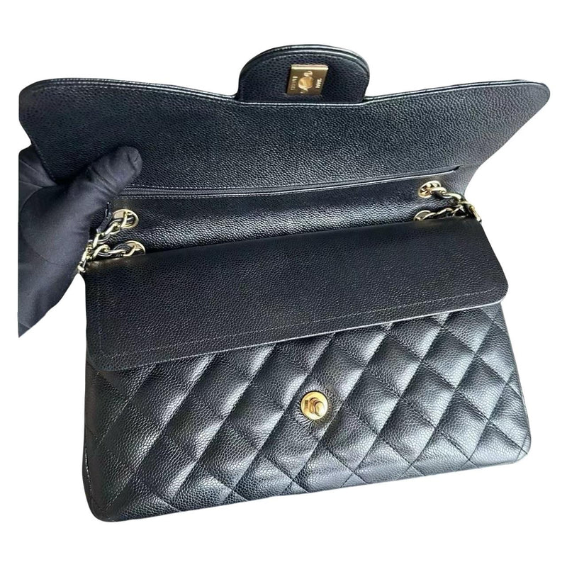 Chanel Black Caviar Leather Jumbo Double Flap Bag