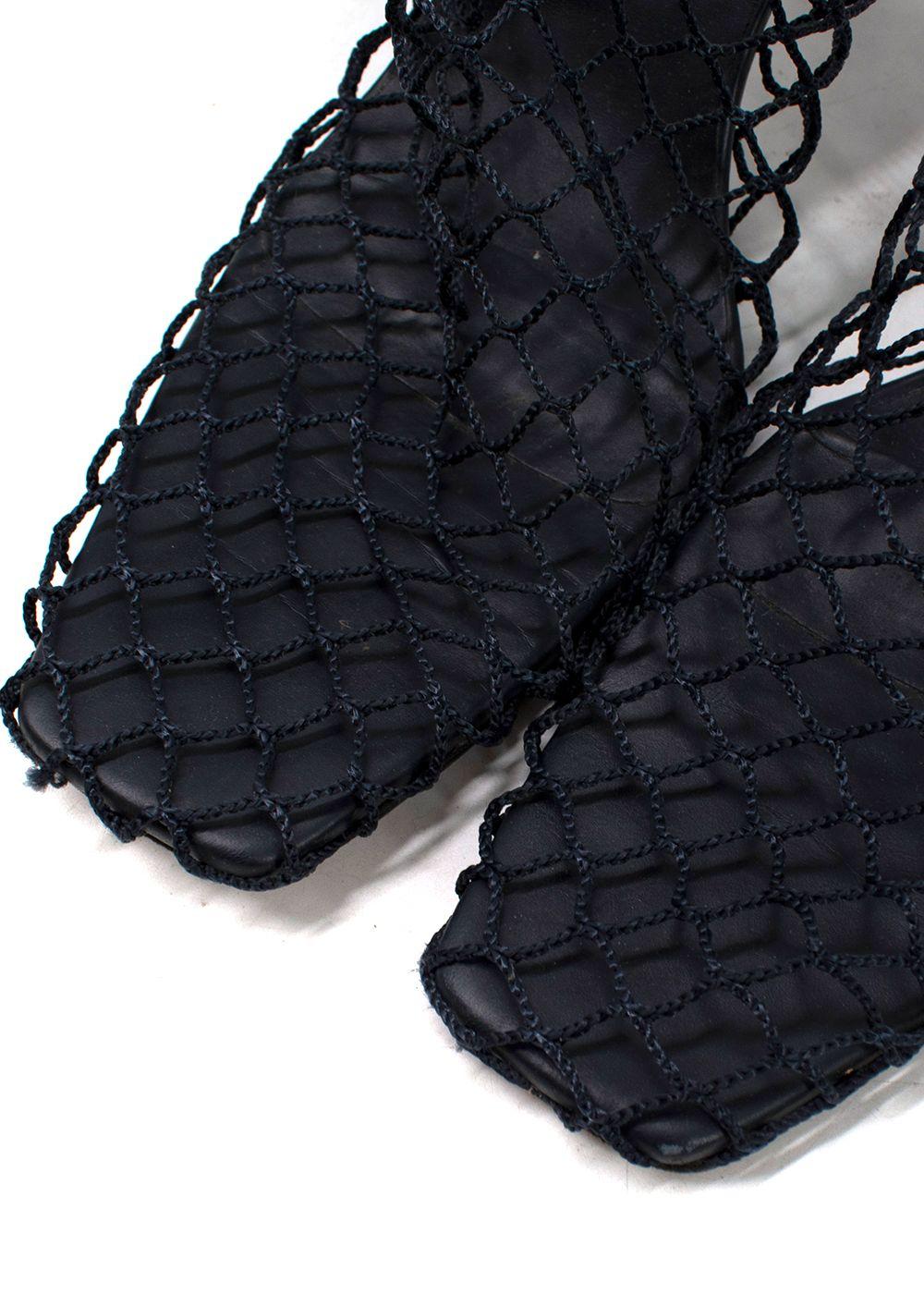 Neous Navy Bophy Fishnet Mules
