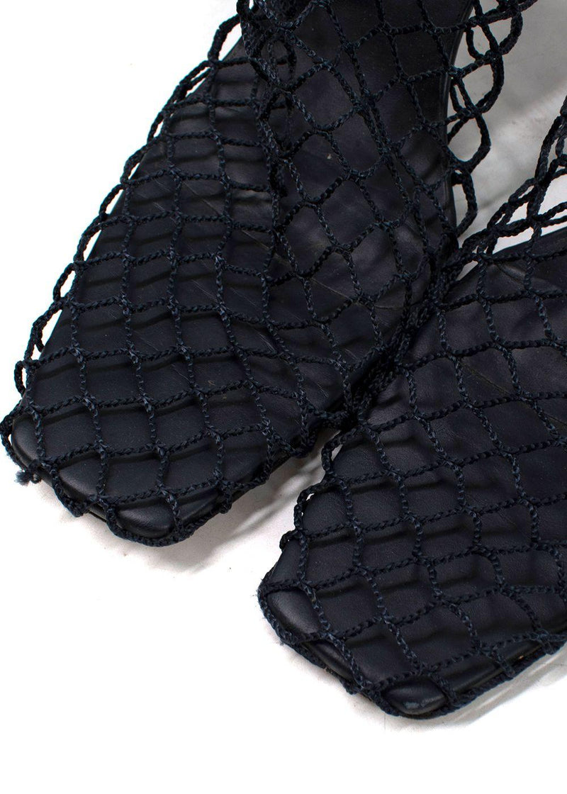 Neous Navy Bophy Fishnet Mules