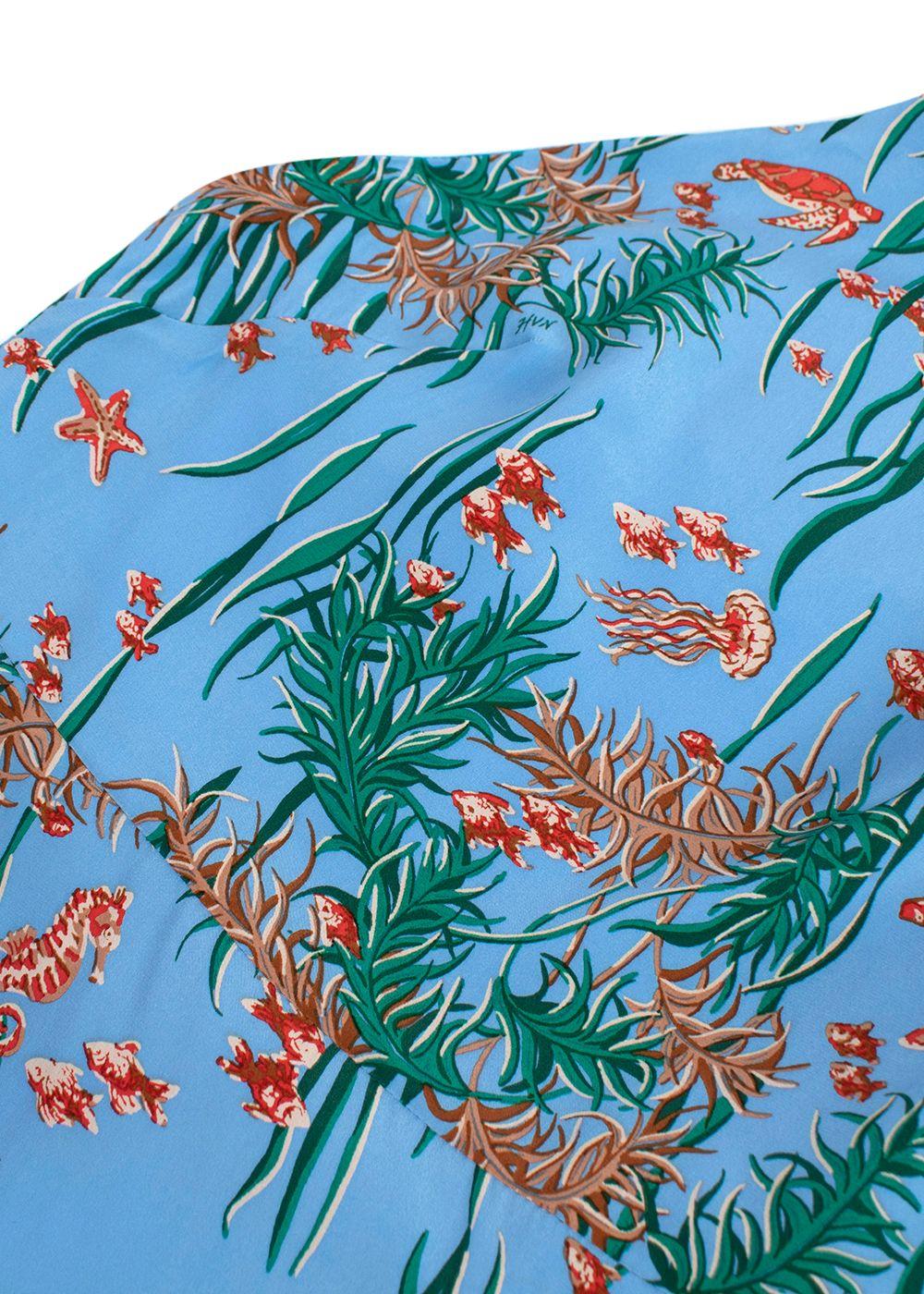 Blue Coral Print Dress