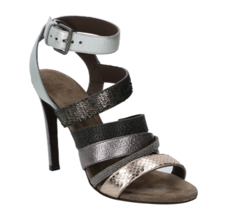 Brunello Cucinelli Strappy Metallic Sandals