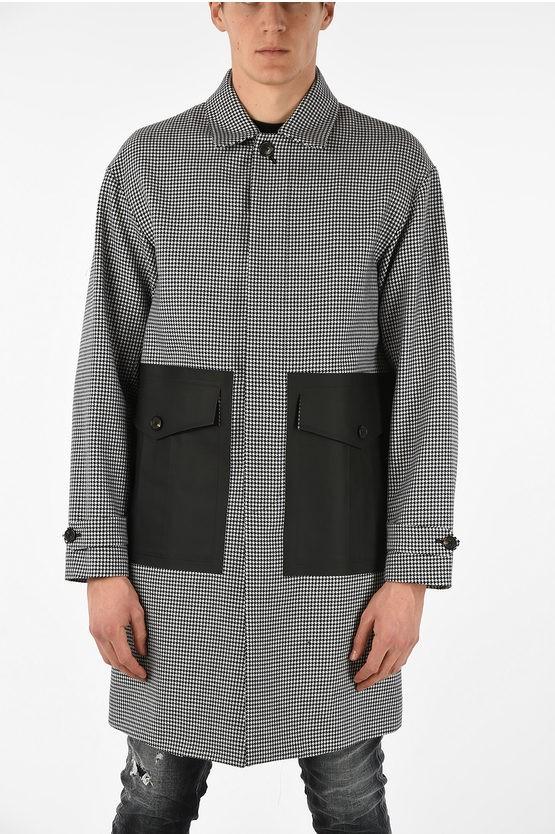 Dsquared2 Black & White Houndstooth Balmacaan Coat