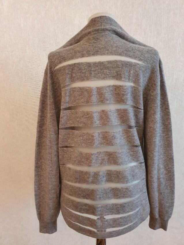 Alexander Wang Sheer Back Striped V-neck Cardigan