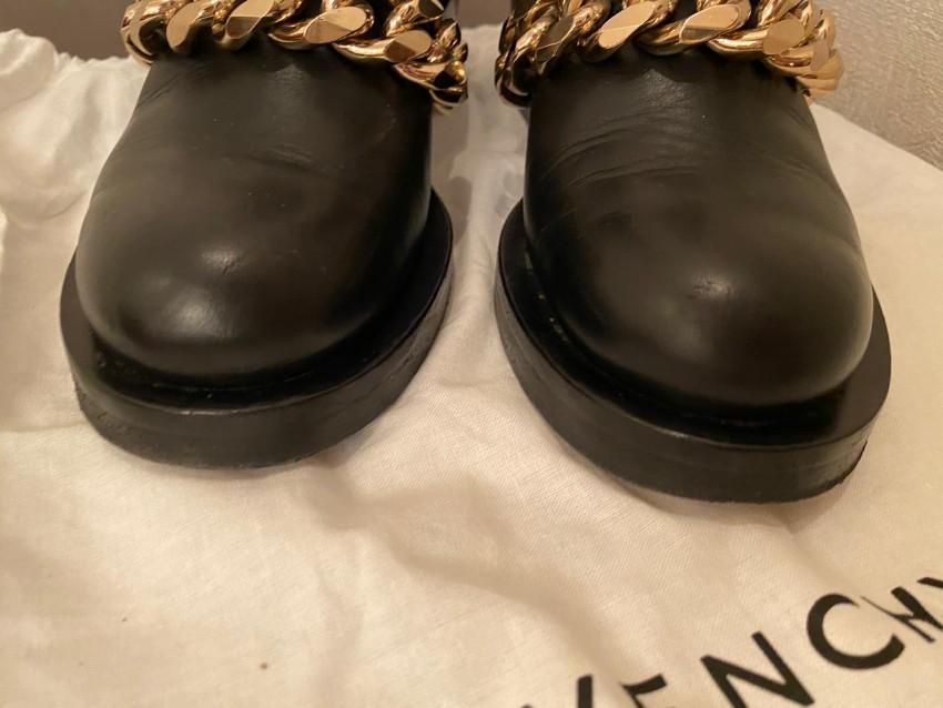 Givenchy Black Leather Chain Draped Boots