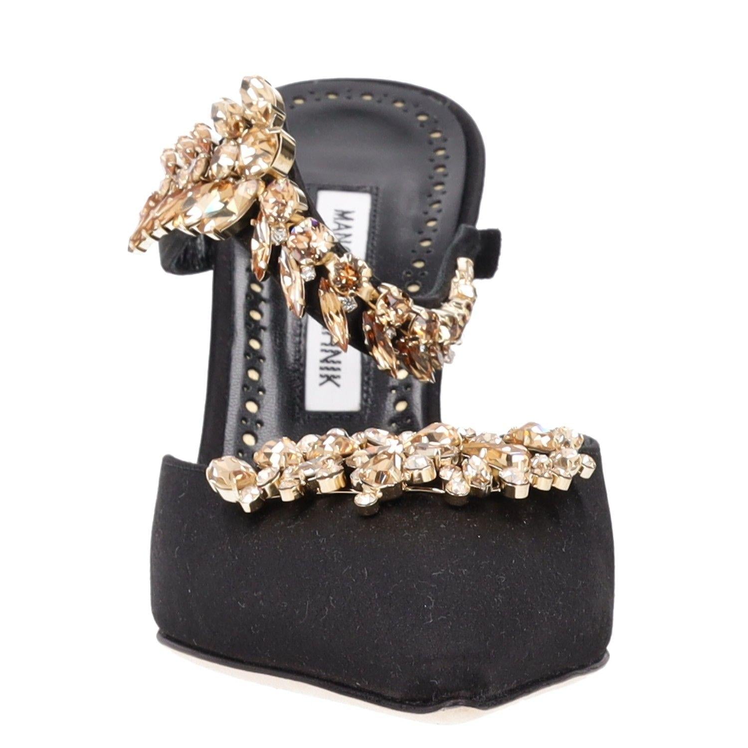 Manolo Blahnik Lurum 90MM Embellished Satin Mules