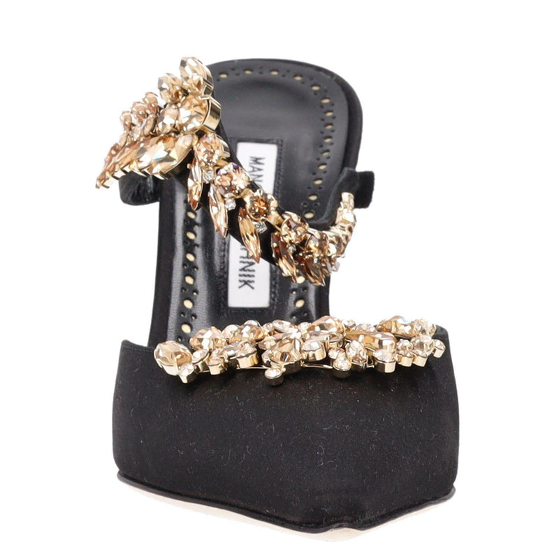 Manolo Blahnik Lurum 90MM Embellished Satin Mules