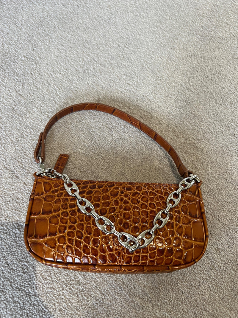 ByFar Croc Embossed Mini Rachel Bag