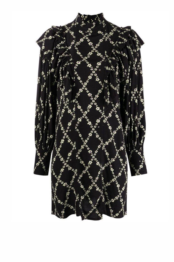 Ganni Printed Long Sleeved Dress