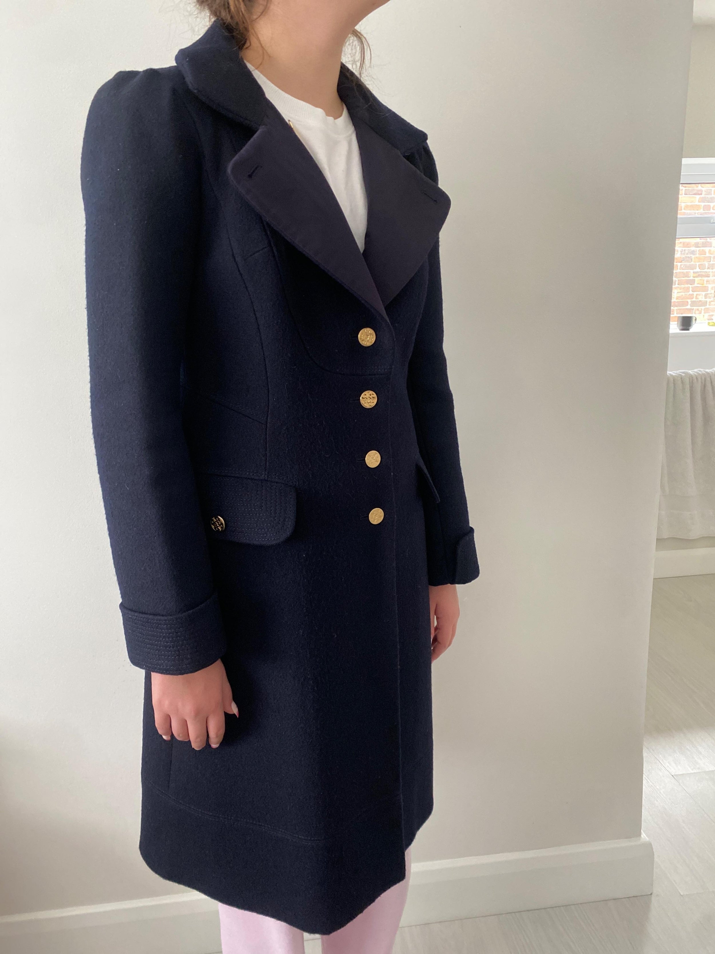 Navy Wool Tailored Coat