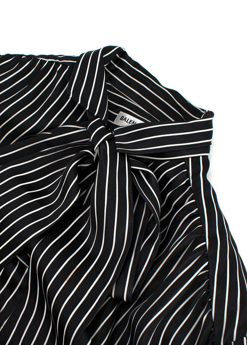 Balenciaga Black Striped Logo Oversized Shirt with Tie Detail