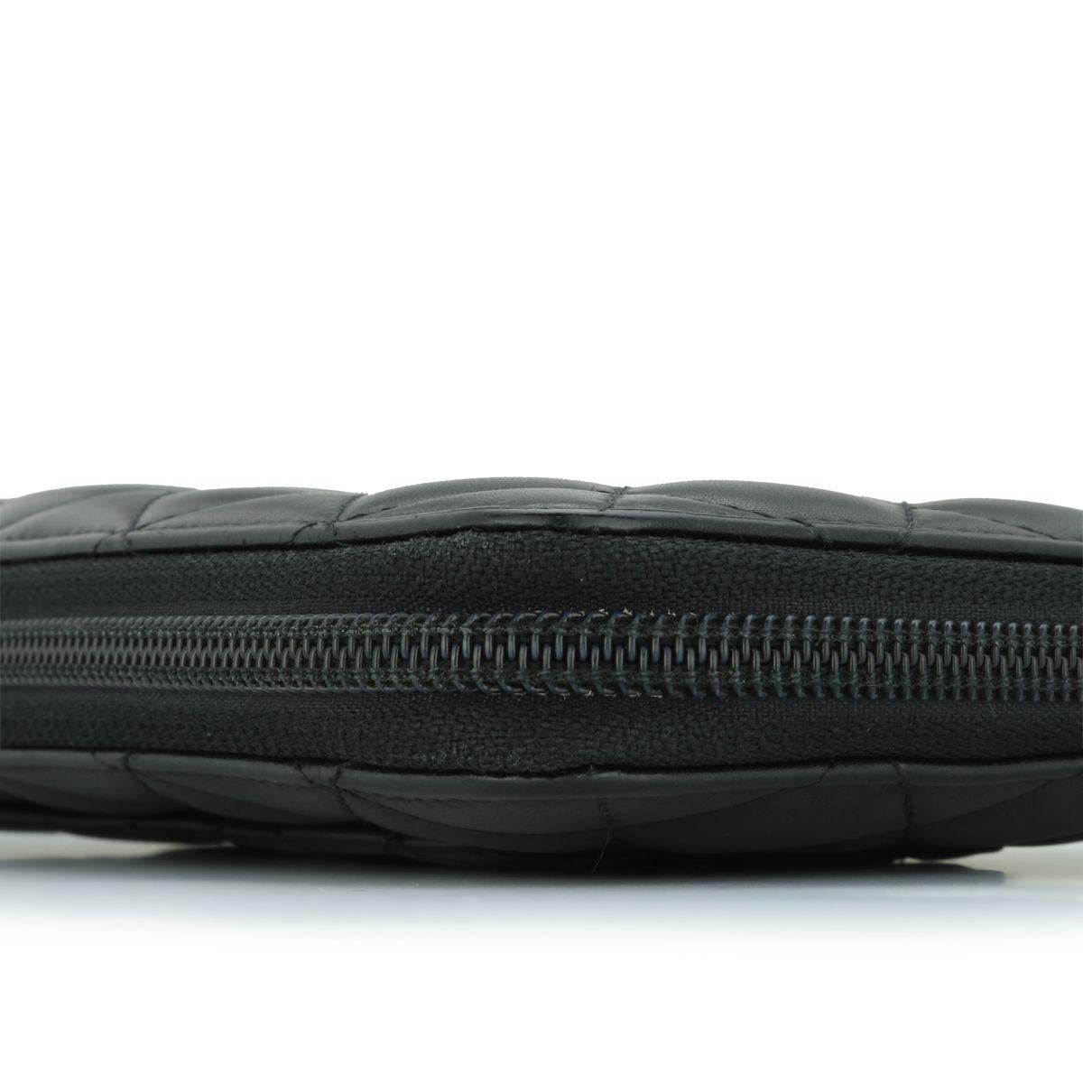 Chanel Black Lambskin Cambon Long Zip Wallet