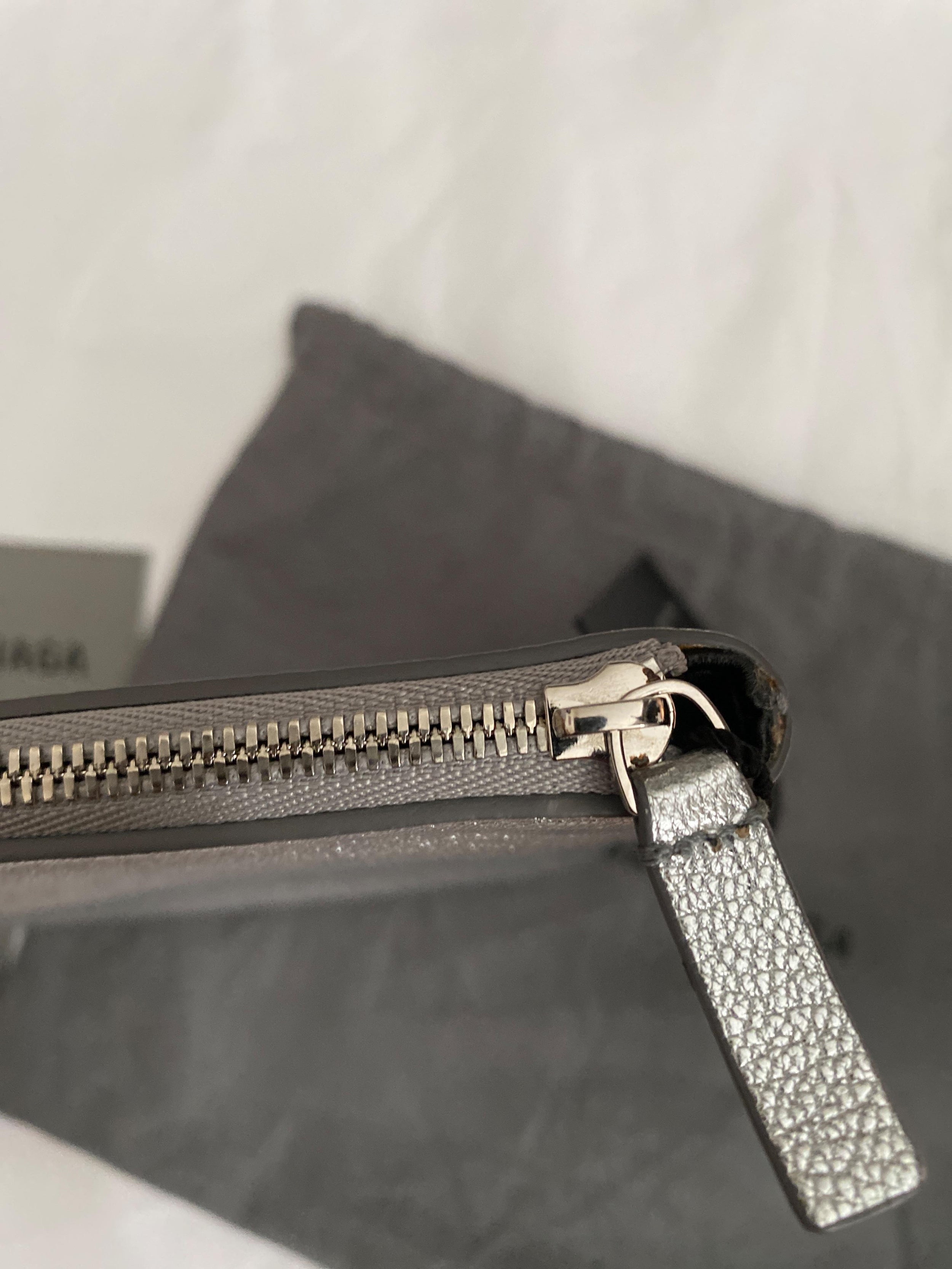 Silver leather Everyday zip pouch