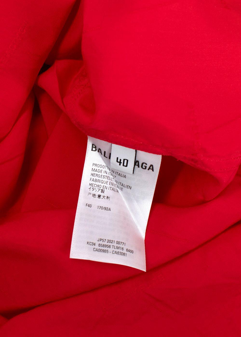 Balenciaga Red  Jacquard Oversized Silk Shirt
