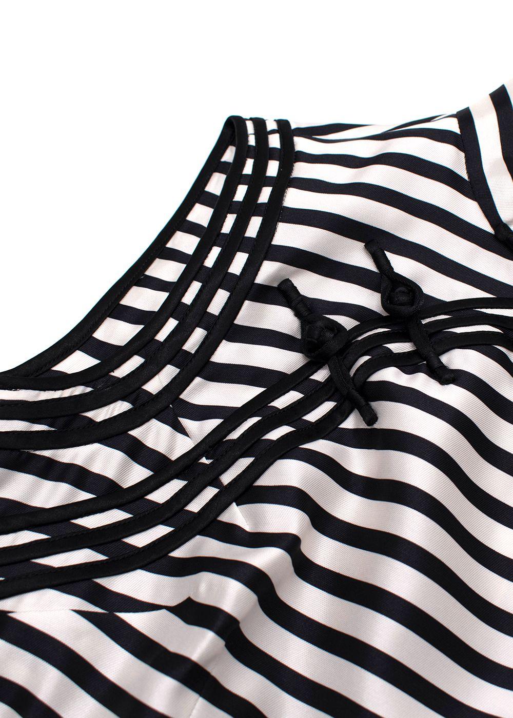 Dolce & Gabbana  Black and White Mandarin Collar Striped Silk Dress