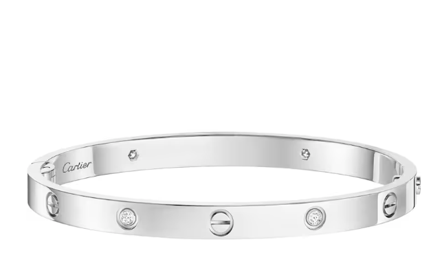 Cartier Medium White Gold and Diamond LOVE Bracelet with Box And Papers19