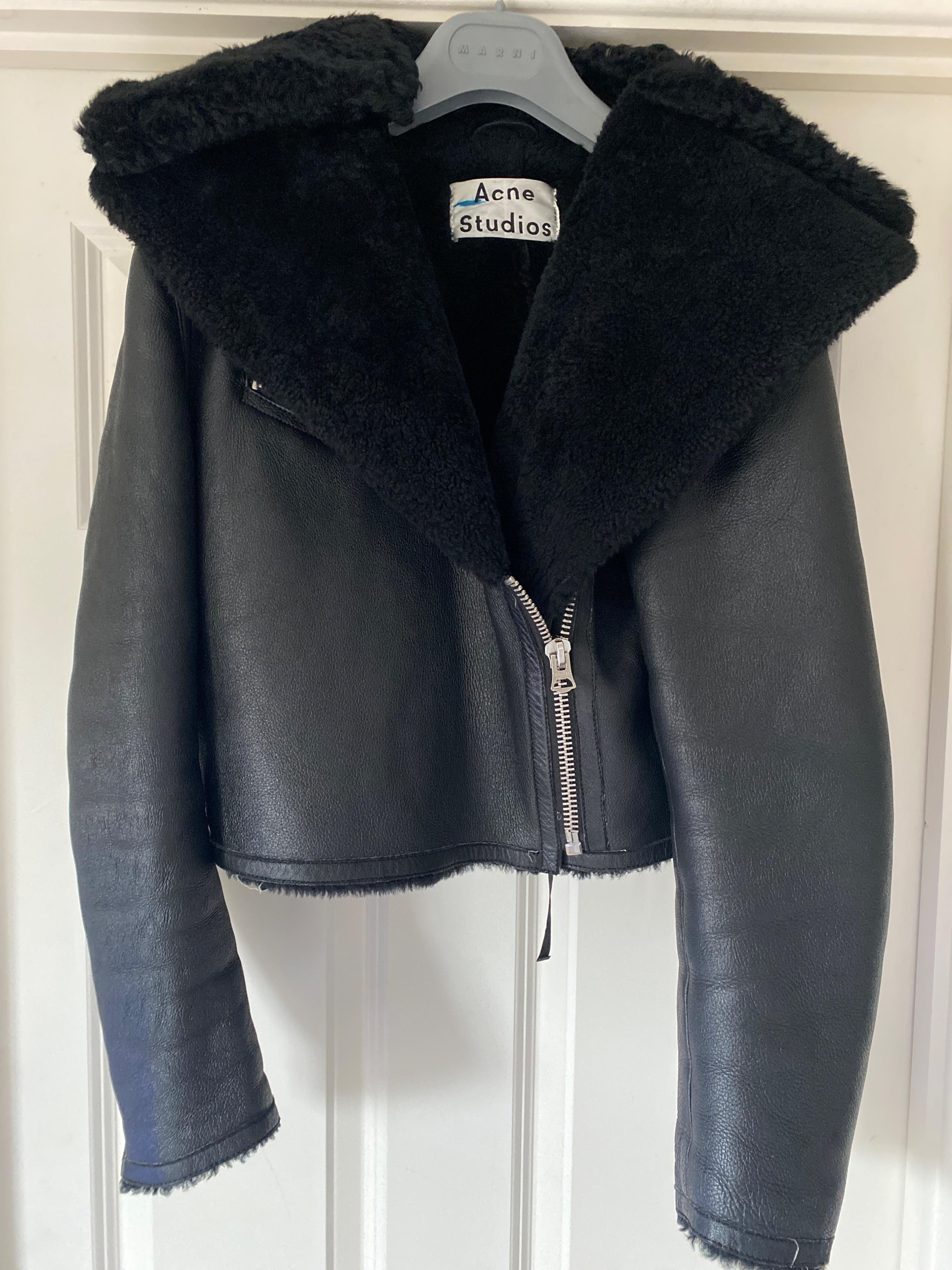 black leather & shearling aviator jacket