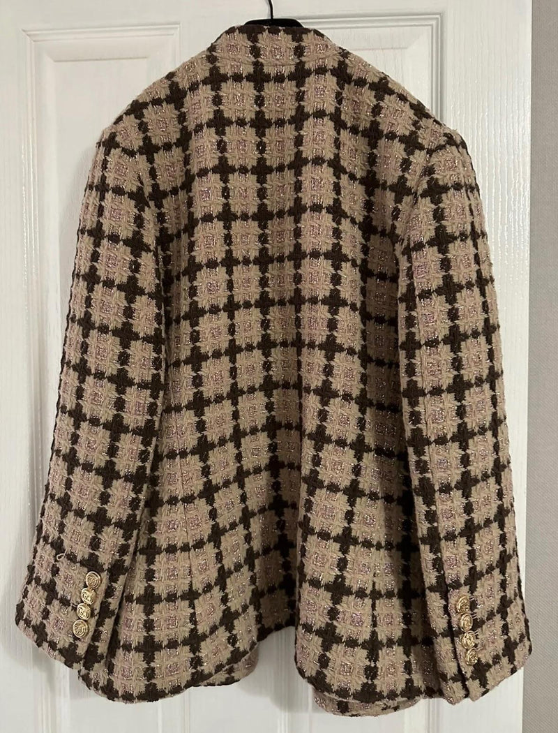 Gucci Brown Checked Tweed Jacket