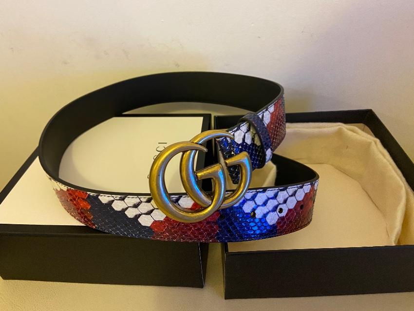 Gucci Python Belt with Double GG Buckle