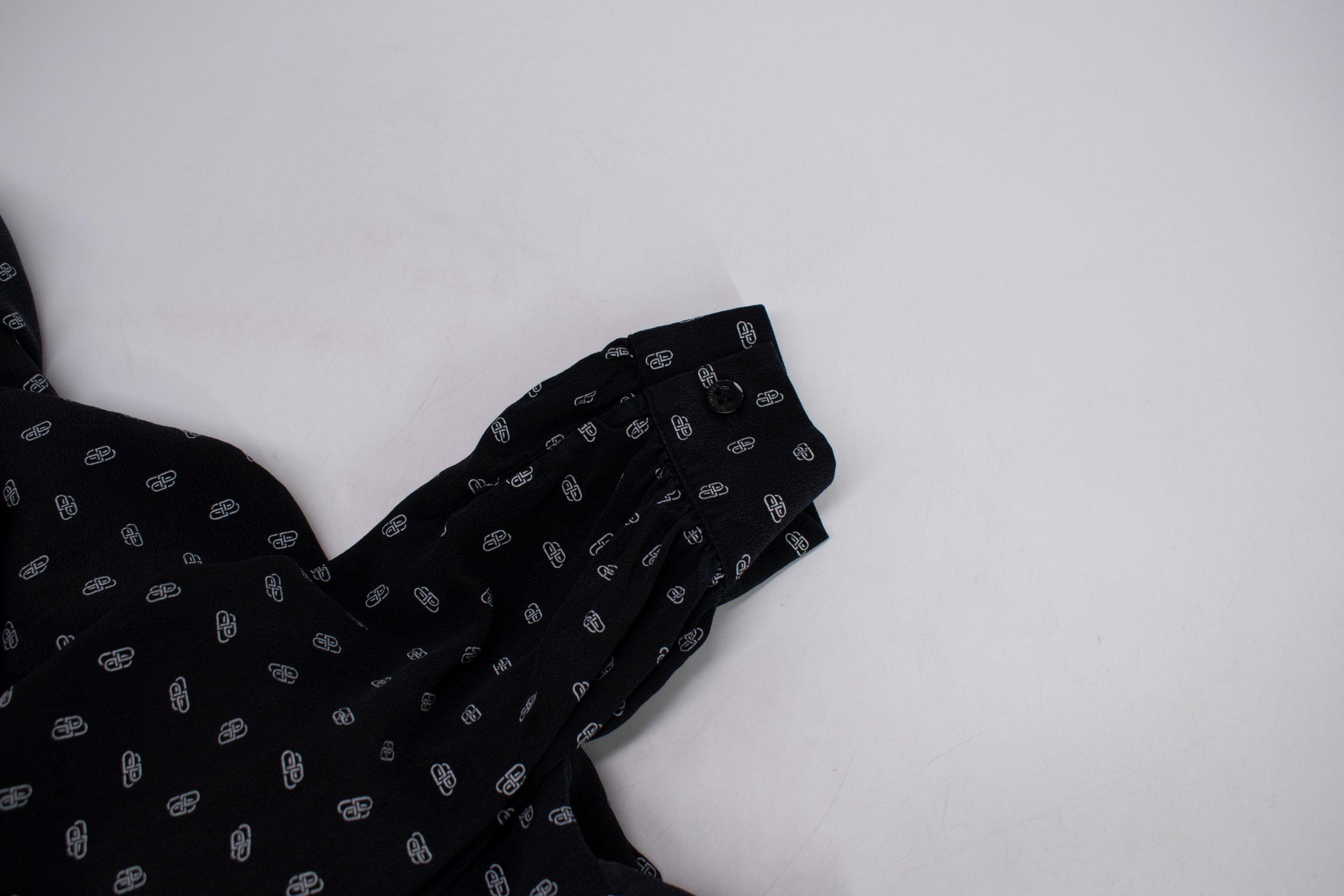 Balenciaga Black Monogram Silk Blouse