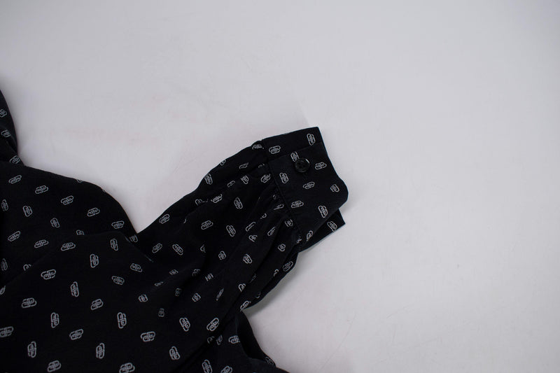 Balenciaga Black Monogram Silk Blouse