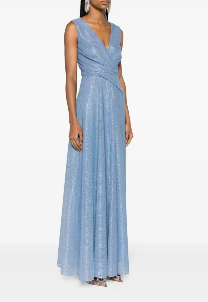 Talbot Runhof Draped Voile Maxi Dress