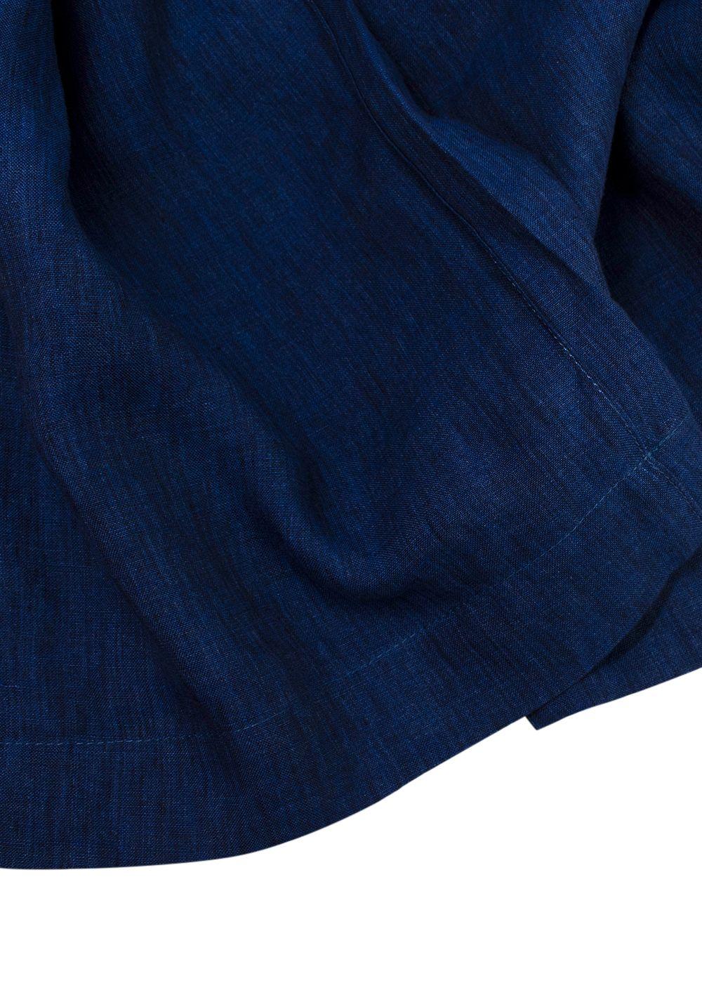 Momoni Navy Linen Wide Leg Trousers