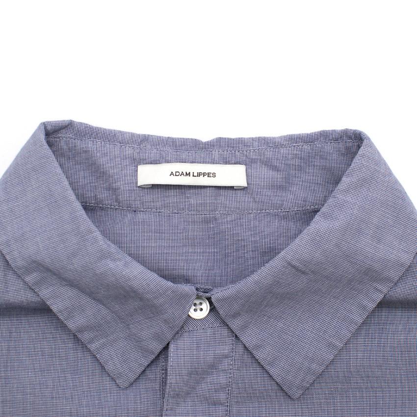 Adam Lippes Blue Houndstooth Check Shirt Dress
