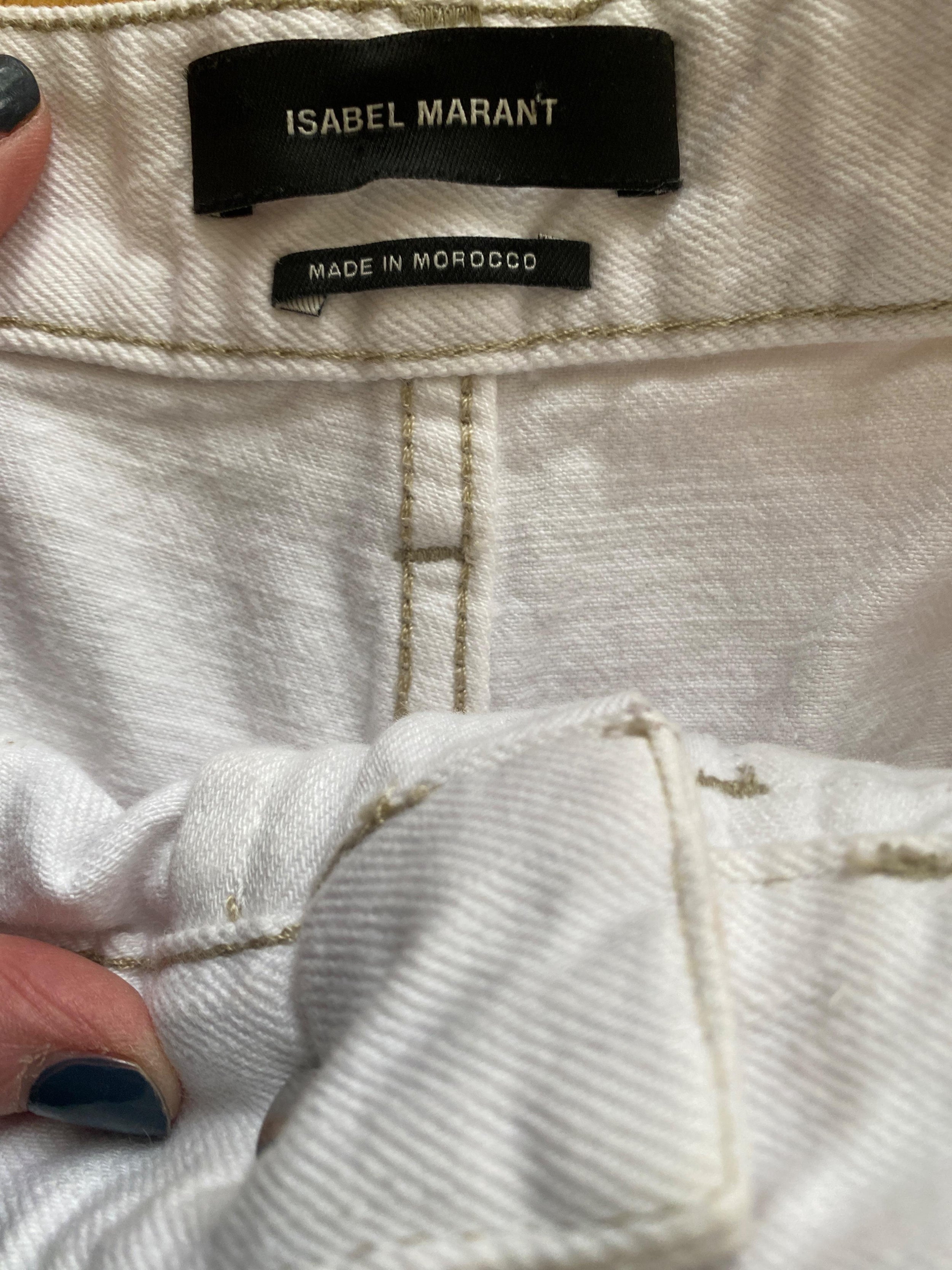 Contrast Stitch High Rise White Jeans