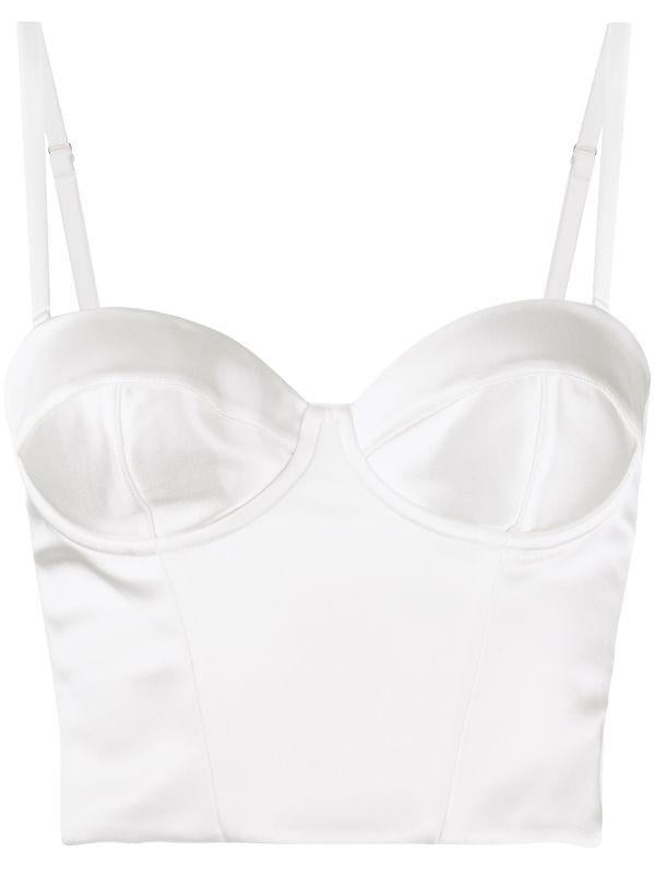 P.A.R.O.S.H White Satin Cropped Bustier