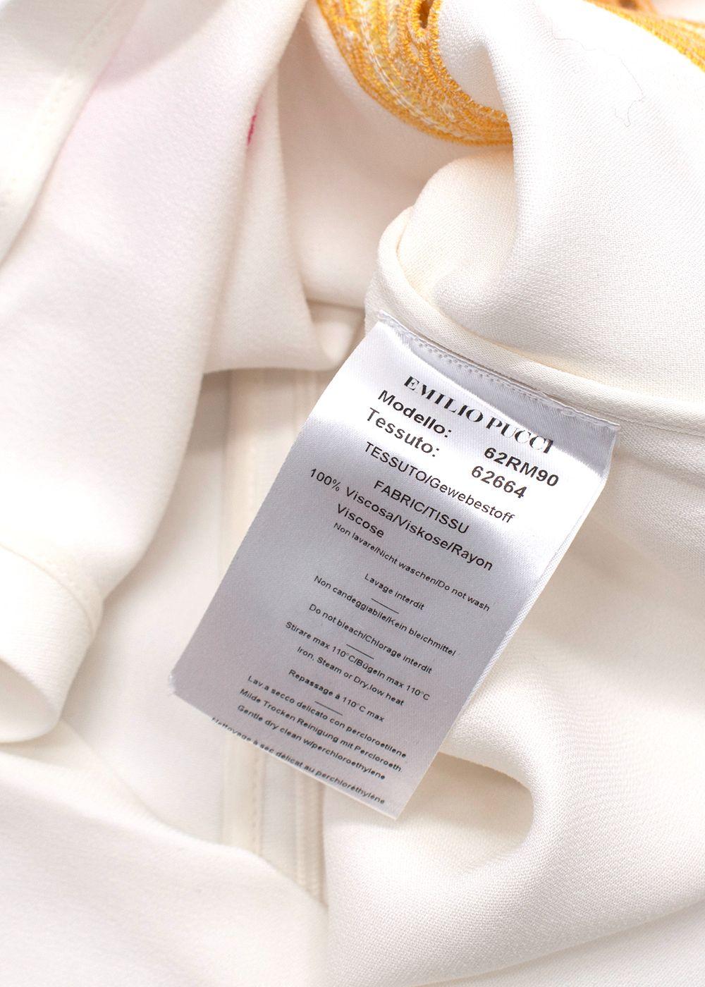 Emilio Pucci  Embroidered White Crepe Sleeveless Blouse