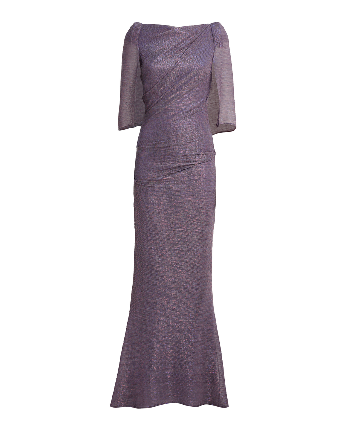 Trumpet Voile Cape Sleeve Evening Dress