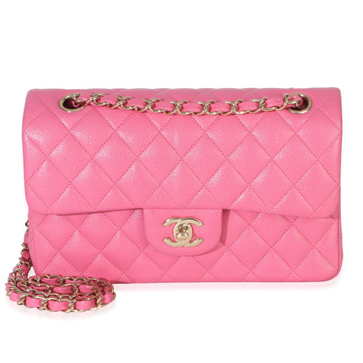 Chanel  Pink Quilted Caviar Small Classic Double Flap Handbag