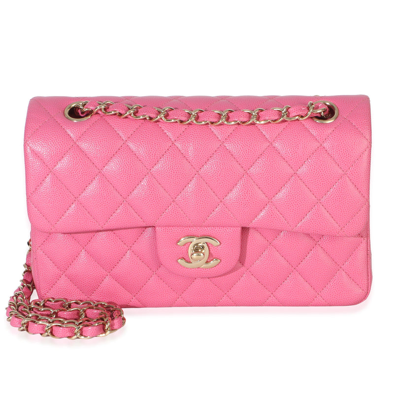 Chanel  Pink Quilted Caviar Small Classic Double Flap Handbag