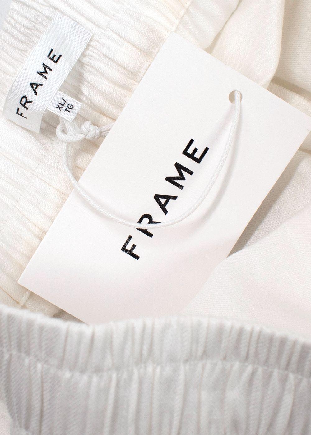 Frame White Linen Wide Leg Trousers