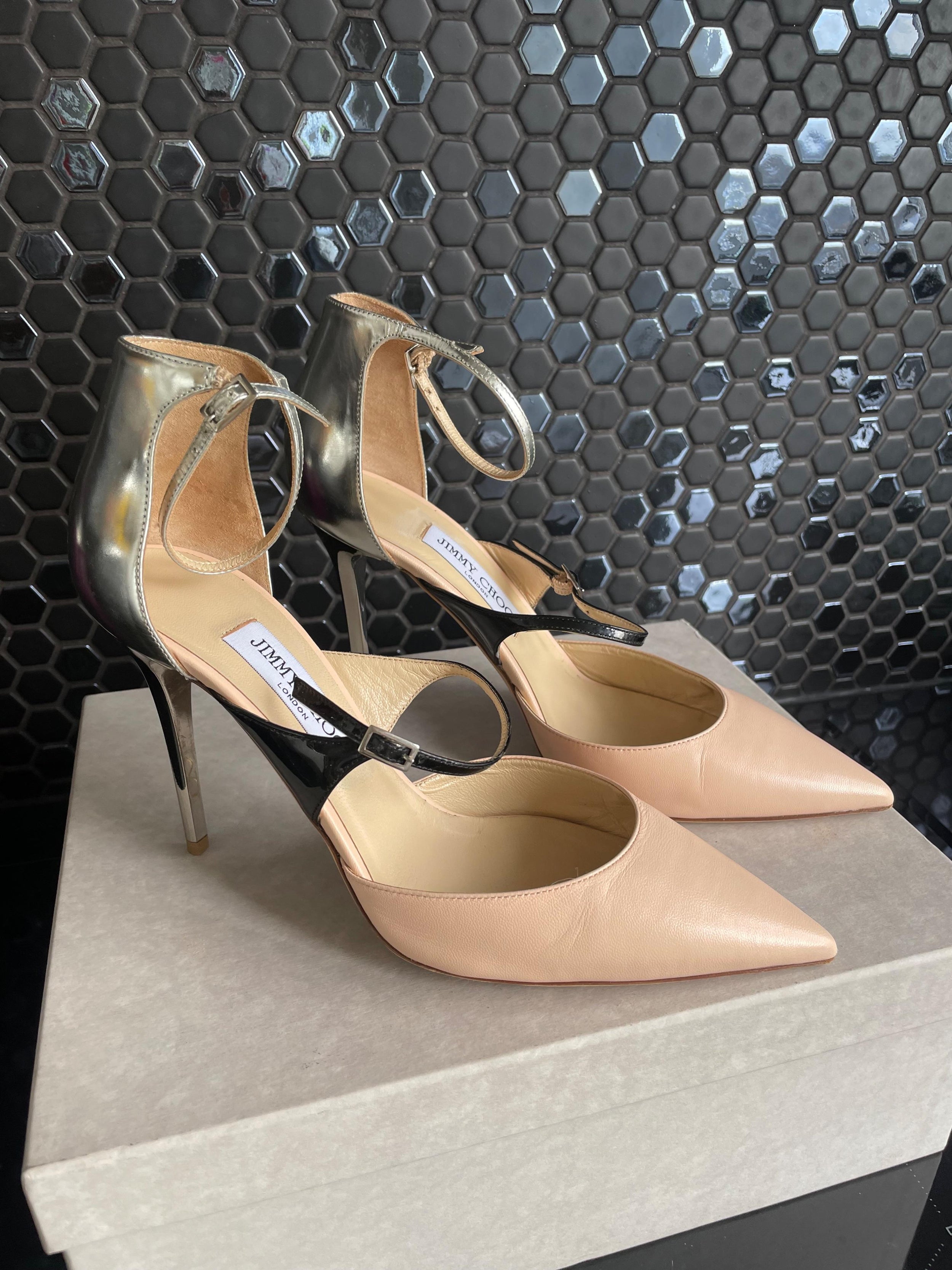 Jimmy Choo Tri ColourAnkle Strap Pumps