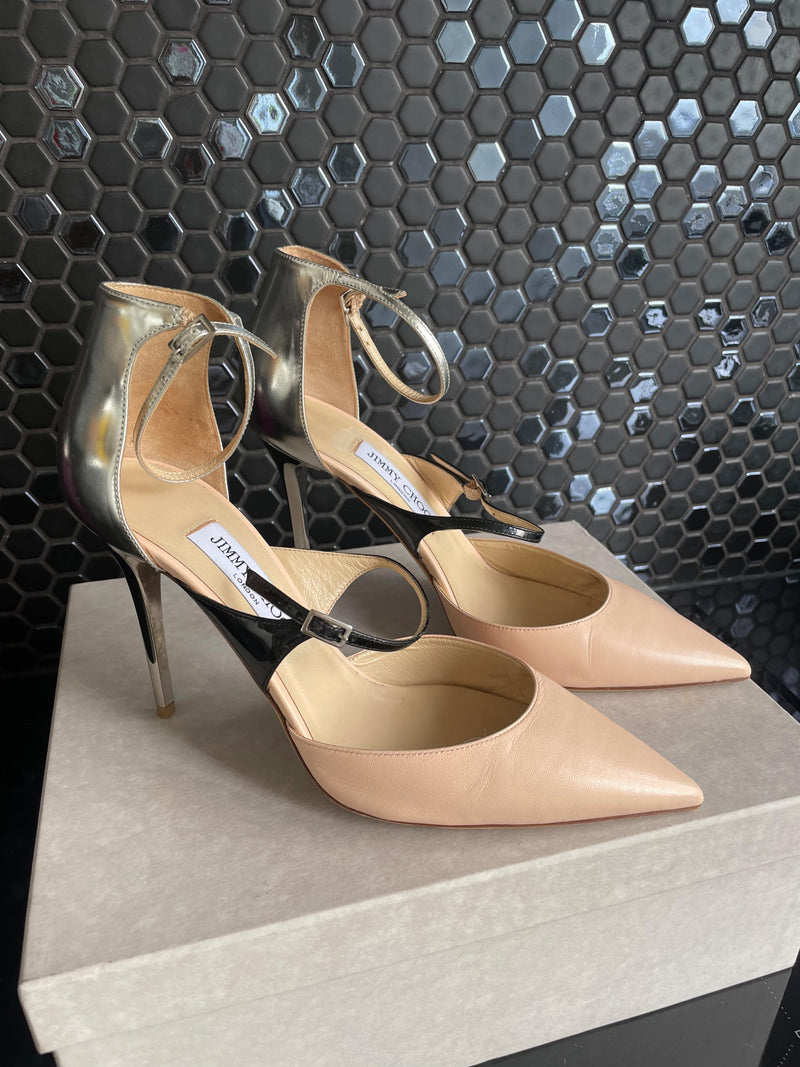Jimmy Choo Tri ColourAnkle Strap Pumps