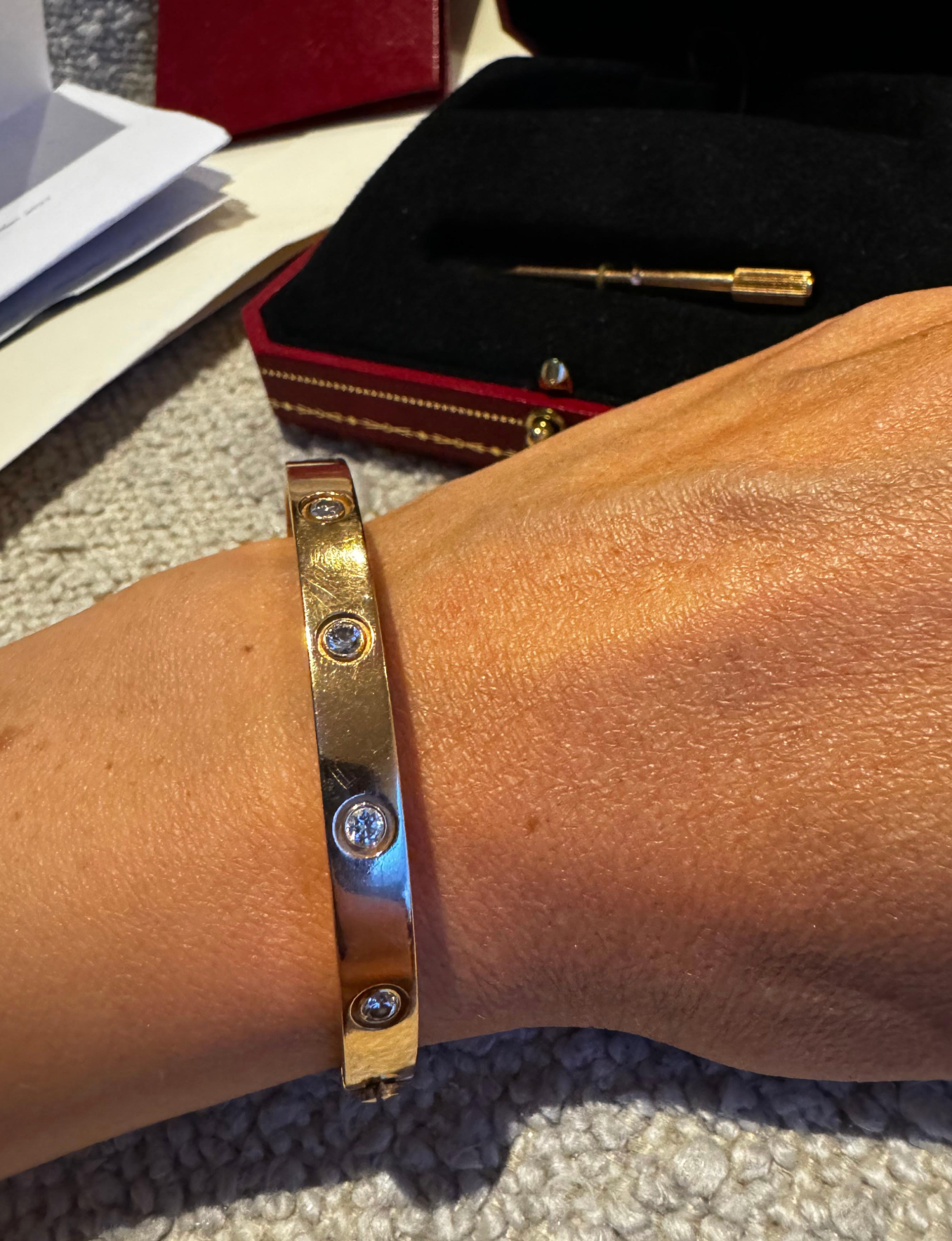 Cartier Rose Gold Bracelet 10 Diamonds size 17