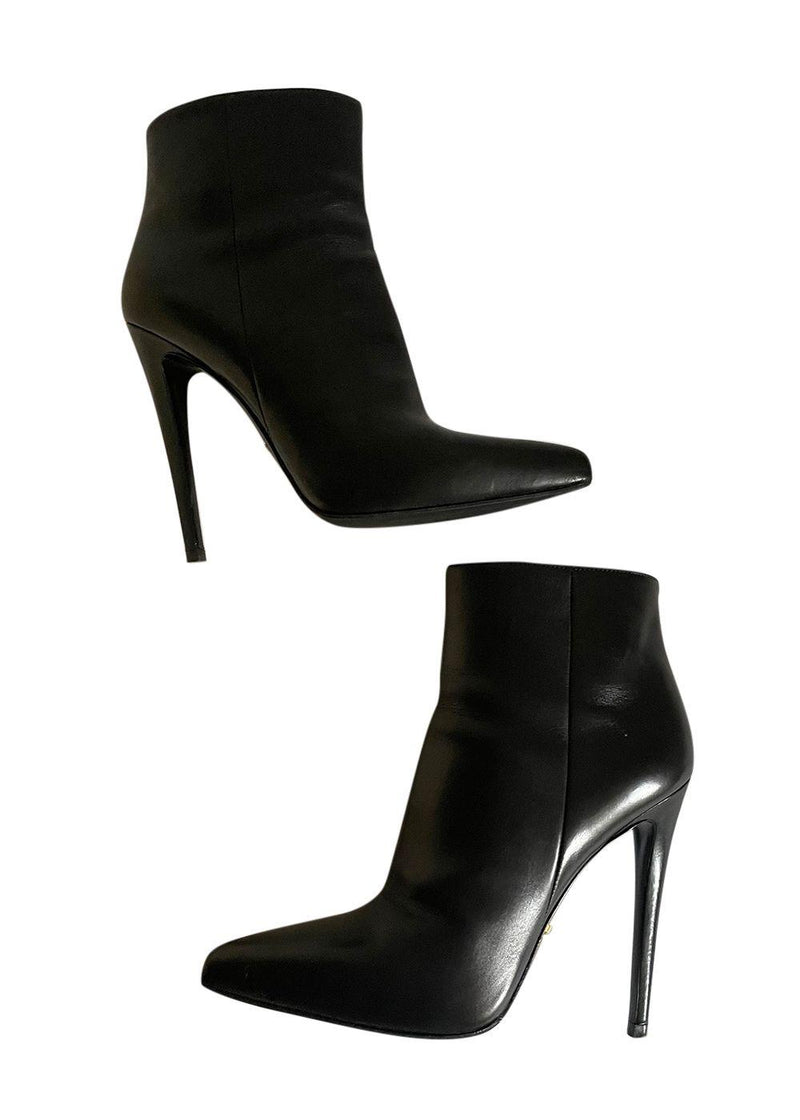 Prada Black Leather Ankle Boots